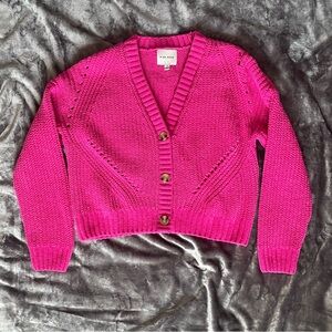 Pink Rose Button Cardigan Sweater